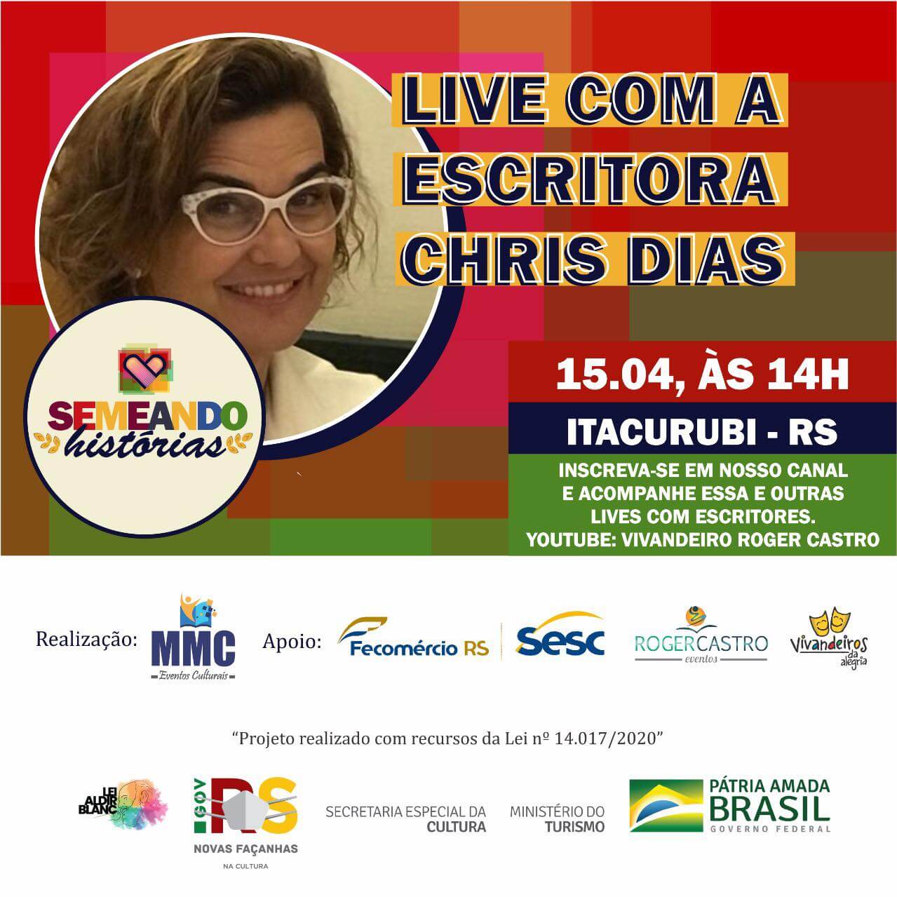 DIA 15/04 OCORRERÁ LIVE COM A ESCRITORA CHRIS DIAS